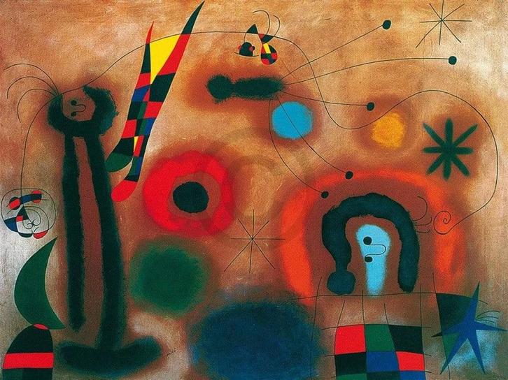Kunstdruk Joan Miro - Libelle mit roten Flügeln 80x60cm, Huis en Inrichting, Woonaccessoires | Schilderijen, Tekeningen en Foto's