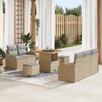 vidaXL 8-delige tuinbankset met kussens in beige poly riet, Verzenden, Nieuw