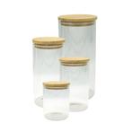 Set van 4 glazen opbergpotten met bamboe deksel Fackelmann, Huis en Inrichting, Keuken | Keukenbenodigdheden, Nieuw, Ophalen of Verzenden