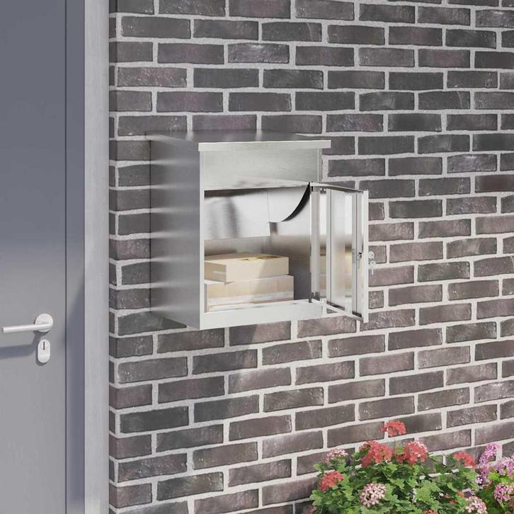 vidaXL Pakket inwerp box Zwart 44 x 35 x 59 cm Roestvrij, Tuin en Terras, Brievenbussen, Nieuw, Verzenden