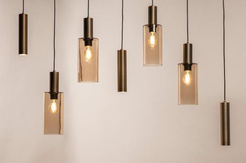 Rietveld Hanglampen - Bruin, Brons - Glas, Metaal, Huis en Inrichting, Lampen | Hanglampen, Verzenden