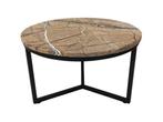Veiling - Marmeren salontafel bruin zwart onderstel 60x60x35, Huis en Inrichting, Tafels | Salontafels, Nieuw