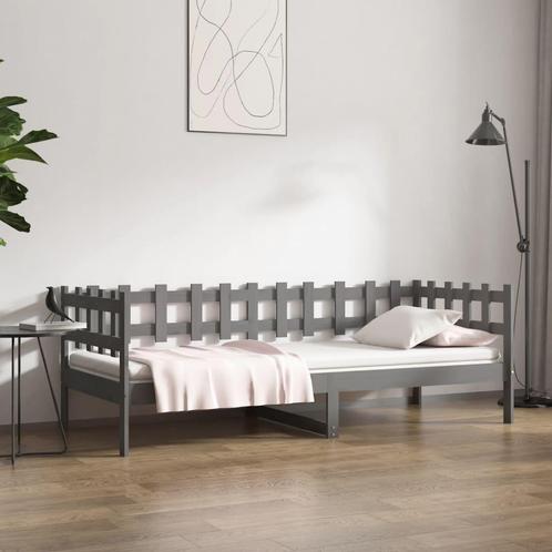 vidaXL Slaapbank 80x200 cm massief grenenhout grijs, Huis en Inrichting, Slaapkamer | Bedden, 80 cm, 200 cm, Grijs, Eenpersoons