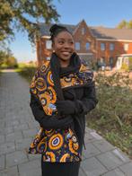 Warme Sjaal met Afrikaanse print Unisex - Donkerblauw / Geel, Kleding | Dames, Mutsen, Sjaals en Handschoenen, Ophalen of Verzenden