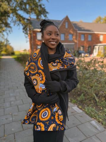 Warme Sjaal met Afrikaanse print Unisex - Donkerblauw / Geel beschikbaar voor biedingen