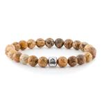 Kralen Armband Flynn - Cognac - 8mm en  4mm - Maat: 18 - 20, Verzenden, Nieuw, Bruin
