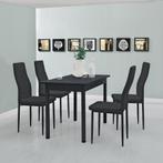 Eethoek eetkamerset Graz 5-delig tafel met stoelen zwart, Verzenden, Nieuw