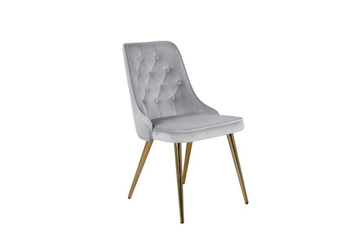 Eetkamerstoel - Rijk - Lichtgrijs - Fluweel - Jörn, Huis en Inrichting, Stoelen, Verzenden