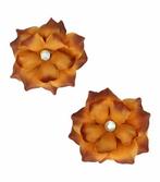 Haarspeld Duckklem Bloem 6cm Strass  Bruin, Nieuw