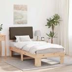 vidaXL Bedframe met Gevoerd Hoofdgedeelte Taupe 100 x 200 cm, Verzenden, Nieuw, Hout