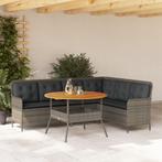 vidaXL 2-delige Loungeset met kussens poly rattan grijs, Verzenden, Nieuw, Rotan, Loungeset