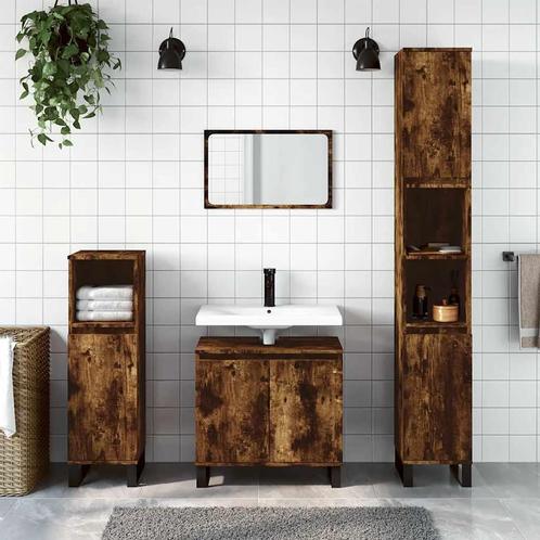 vidaXL Badkamerkast 58x33x60 cm bewerkt hout gerookt, Huis en Inrichting, Badkamer | Badkamermeubels, Nieuw, Verzenden