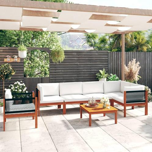 vidaXL 7-delige Loungeset met kussens massief acaciahout, Tuin en Terras, Tuinsets en Loungesets, Loungeset, Nieuw, Hardhout, Verzenden
