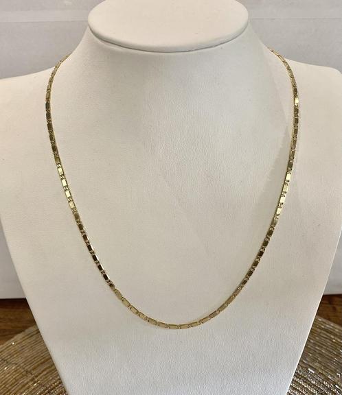 18K Gouden Ketting Fantasie Schakel / 45 cm, Sieraden, Tassen en Uiterlijk, Kettingen, Goud, Zo goed als nieuw, Goud, Ophalen of Verzenden