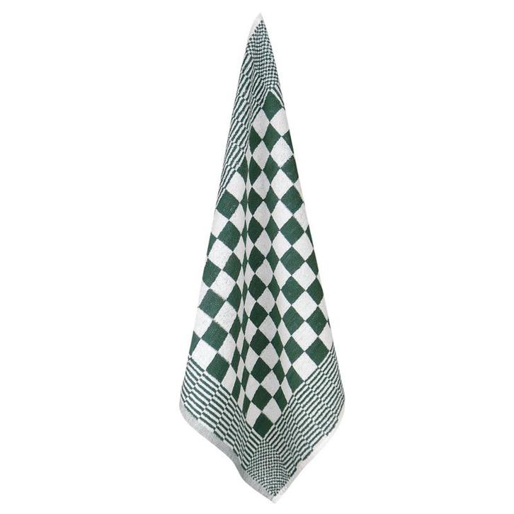 Handdoeken Groen En Witte Blok 52x55cm Katoen - Treb Towels, Huis en Inrichting, Keuken | Textiel, Theedoek of Handdoek, Overige kleuren