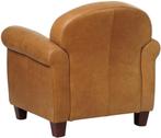 Leren fauteuil - Vintage Leer Cognac - Hout bruin, Huis en Inrichting, Fauteuils, Klassiek, Nieuw, Ophalen of Verzenden, 75 tot 100 cm