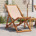 vidaXL Strandstoel inklapbaar massief eucalyptushout en stof, Tuin en Terras, Tuinstoelen, Verzenden, Nieuw, Hout