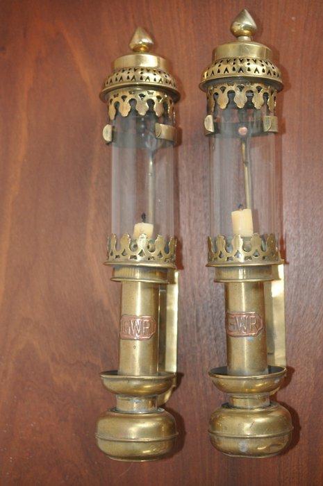 GWR - Wandkandelaar (2) - Messing - wagon wandkandelaars, Antiek en Kunst, Curiosa en Brocante