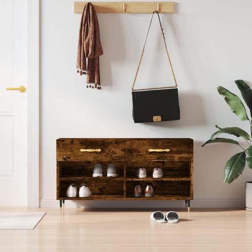 vidaXL Schoenenbank 102x35x55 cm bewerkt hout gerookt, Huis en Inrichting, Kasten | Schoenenrekken, Nieuw, Verzenden
