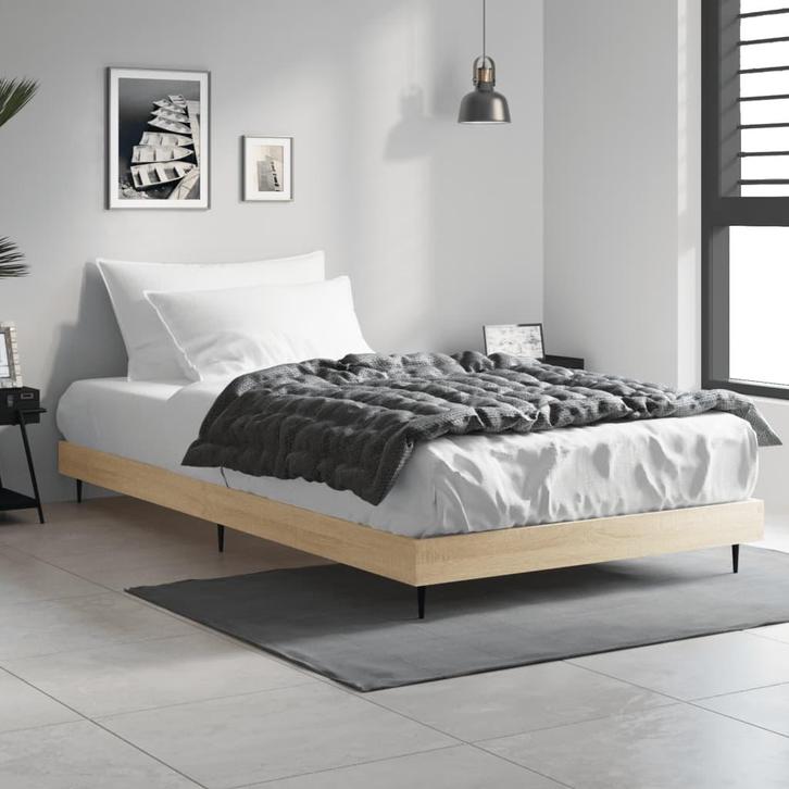 vidaXL Bedframe zonder matras hout sonoma eikenkleurig, Huis en Inrichting, Slaapkamer | Bedden, 100 cm, 200 cm, Bruin, Eenpersoons