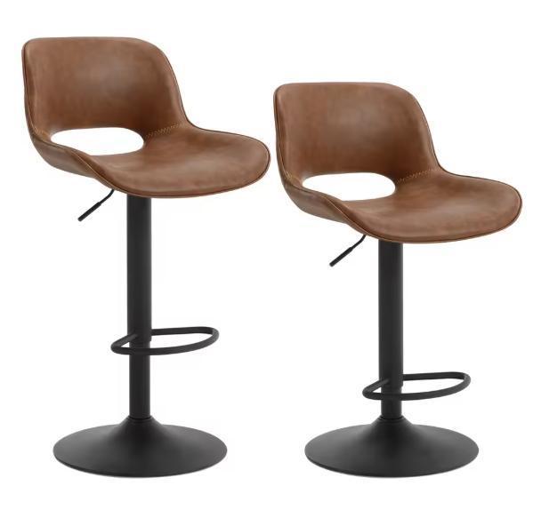 Set van 2 Verstelbare Barkrukken – Kunstleer, 360° Draaibaar, Huis en Inrichting, Barkrukken, Nieuw, Verzenden