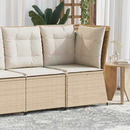 vidaXL Tuinhoekbank met kussens poly rattan beige, Tuin en Terras, Tuinsets en Loungesets, Nieuw, Rotan, Verzenden