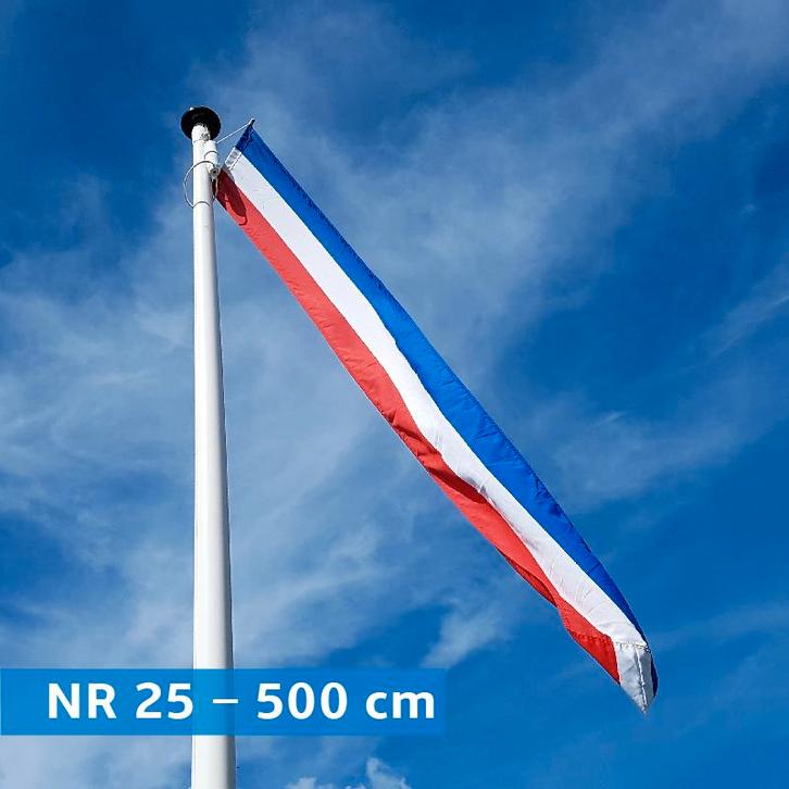 NR 25: Nederlandse wimpel 500 cm standaard blauw met stokje., Diversen, Vlaggen en Wimpels, Nieuw