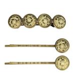 Haarspeld Schuifspeldjes Cirkel Vintage Roos 5cm Brons Creme, Nieuw