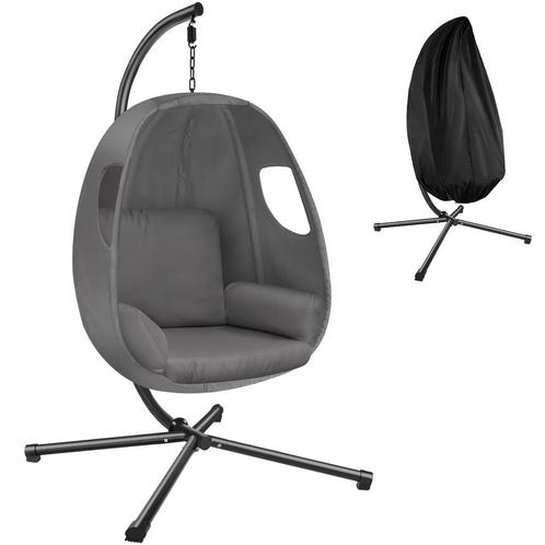 Hangstoel Anika met frame en kussen 160 kg - antraciet, Tuin en Terras, Overige Tuin en Terras, Verzenden