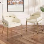 Luxe Fluwelen Eetkamerstoel met Gouden Poten & Rugdetail, Huis en Inrichting, Stoelen, Verzenden, Nieuw