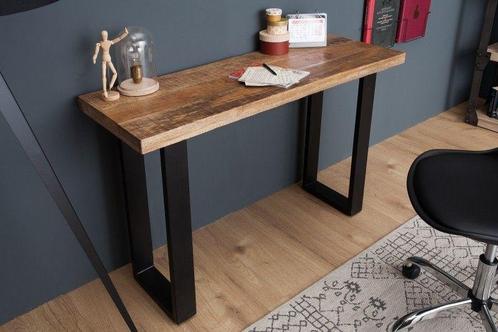 Design consoletafel IRON CRAFT 115cm mangohout ijzeren, Huis en Inrichting, Tafels | Sidetables, Ophalen of Verzenden