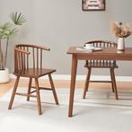 Eetkamerstoel Stami 79x53x47,5 cm set van 2 walnootkleurig [, Huis en Inrichting, Stoelen, Verzenden, Nieuw