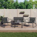 vidaXL 4-delige Loungeset met kussens staal antracietkleurig, Verzenden, Nieuw, Rvs, Loungeset