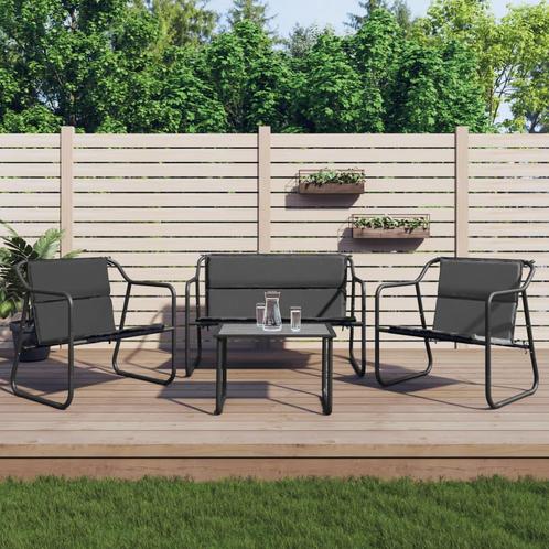 vidaXL 4-delige Loungeset met kussens staal antracietkleurig, Tuin en Terras, Tuinsets en Loungesets, Loungeset, Nieuw, Rvs, Verzenden