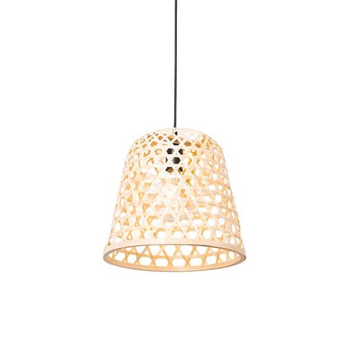 Oosterse hanglamp zwart met bamboe - Rayan, Huis en Inrichting, Lampen | Hanglampen, Nieuw, 75 cm of meer