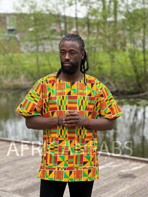 Oranje Kente Dashiki Shirt / Dashiki Jurk - Afrikaans shirt, Kleding | Heren, Overige Herenkleding, Nieuw, Ophalen of Verzenden