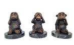 Beeldje - 3 bronze monkeys (3) - Brons, Marmer