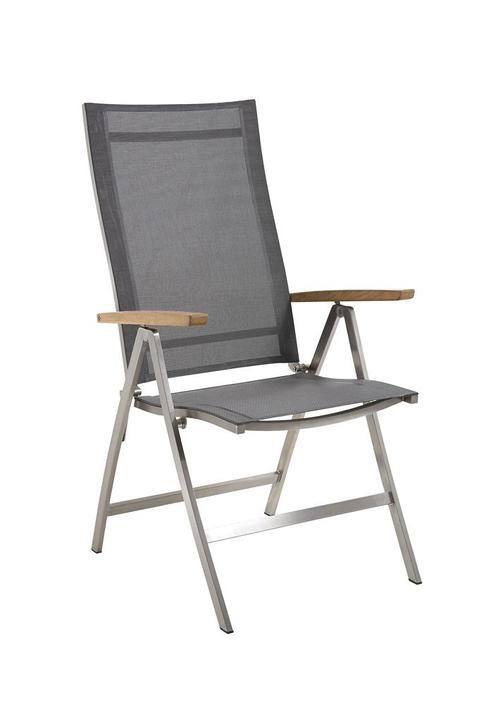 Niehoff Milford klapstoel roestvrij staal - Zilvergrijs, Tuin en Terras, Tuinstoelen, Ophalen of Verzenden