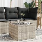 vidaXL Tuintafel met glazen blad 55x55x37 cm poly rattan, Tuin en Terras, Tuintafels, Verzenden, Nieuw