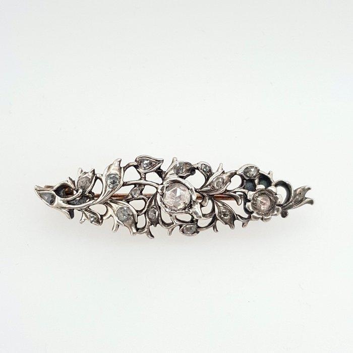 Zonder minimumprijs - Broche - 14 karaat Zilver, Roségoud -, Sieraden, Tassen en Uiterlijk, Antieke sieraden