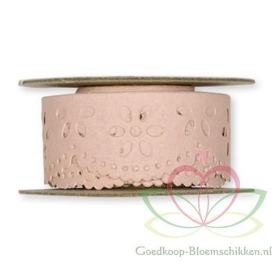 Papierlint, kant zelfklevend brocant roze per rol 3 m 20 mm, Hobby en Vrije tijd, Knutselen, Nieuw, Ophalen of Verzenden
