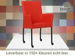 Leren eetkamerstoel Comfort met wieltjes en armleuning -, Huis en Inrichting, Stoelen, Overige kleuren, Nieuw, Leer, Ophalen of Verzenden