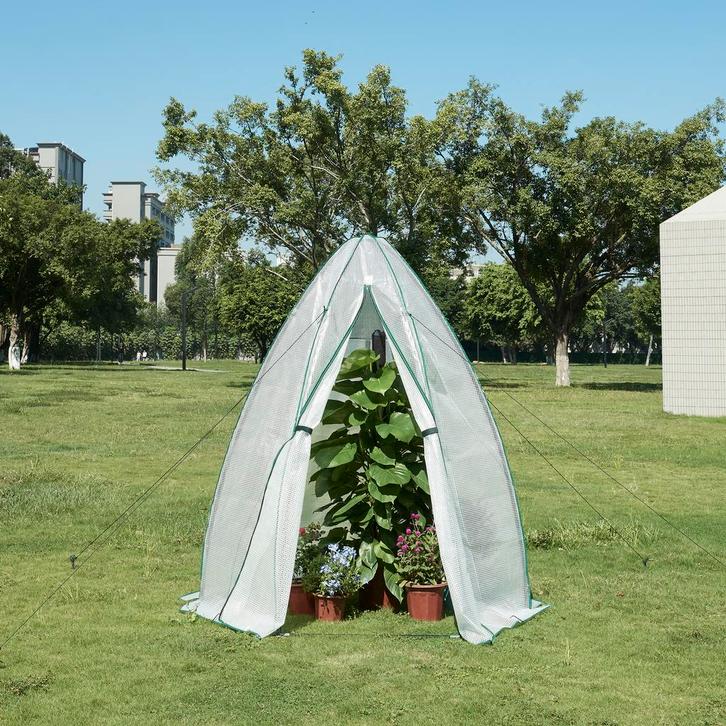 [en.casa] Tuinkas Hunze foliekas 183xØ160 cm wit en groen, Tuin en Terras, Tuinhuizen, Verzenden