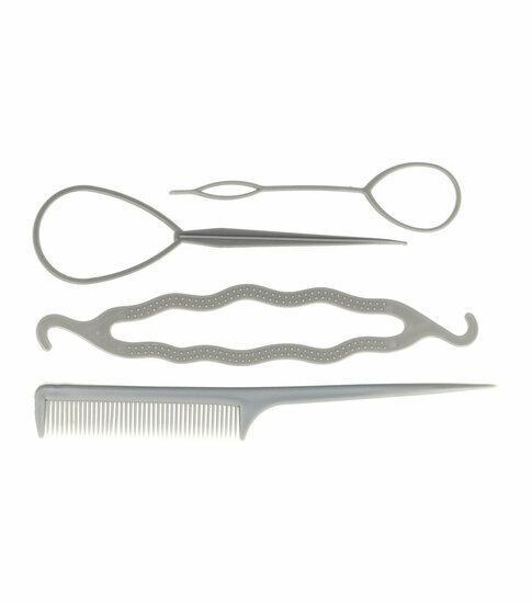 Styling Set Basic Puntkam Topsy Tail Easy Knot Grijs, Sieraden, Tassen en Uiterlijk, Uiterlijk | Haarverzorging, Verzenden