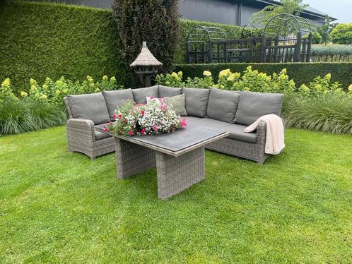 Mooie grote diningeset/loungeset met hoge tafel, Tuin en Terras, Tuinsets en Loungesets, Bank, Eettafel, 8 zitplaatsen, Zo goed als nieuw