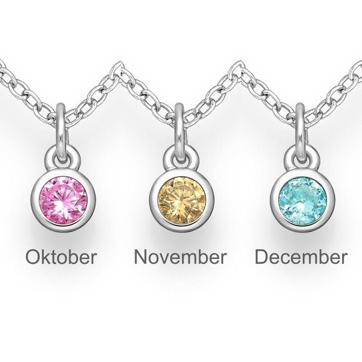 925 Zilveren geboorstesteen ketting, Sieraden, Tassen en Uiterlijk, Kettingen, Nieuw, Verzenden