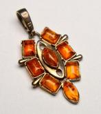 Barnsteen - 925 zilver - oranje Baltisch amber - Hanger -