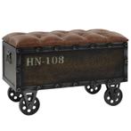 vidaXL Opbergbankje 80,5x41x50 cm massief hout en kunstleer, Huis en Inrichting, Verzenden, Nieuw