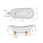Vrijstaand Bad Sapho Retro 169x75x72 cm Wit / Zwart met, Doe-het-zelf en Verbouw, Sanitair, Ophalen of Verzenden, Nieuw