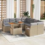 vidaXL 9-delige lounge set met kussens in beige poly rattan, Tuin en Terras, Verzenden, Nieuw, Rotan, Loungeset